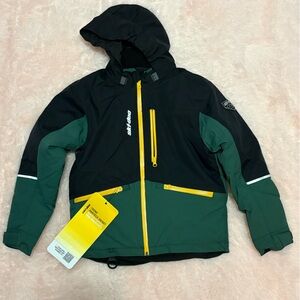 Stylish Kids Puffer Jacket - Black and Green by Skidoo